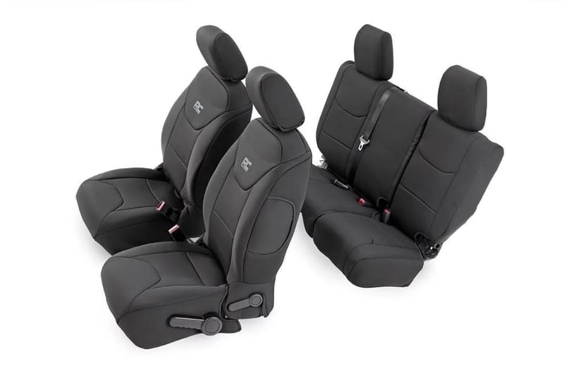 Seat Covers Front and Rear 4 Door Jeep Wrangler JK 4WD 2013 2018 Rough Country