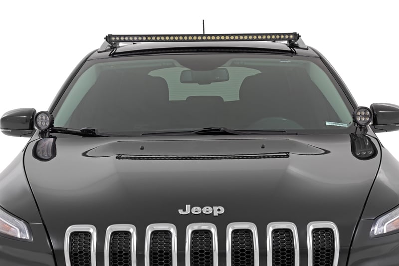 LED Light Kit Roof Mount 40 Black Single Row Jeep Cherokee KL 14 23 Rough Country