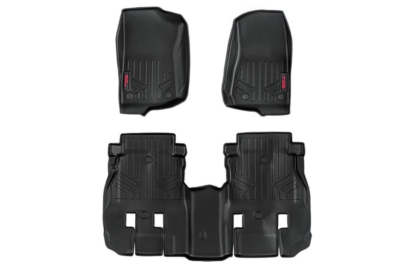 Floor Mats FR RR 4 Door Jeep Wrangler Unlimited 4WD 2018 2025 Rough Country