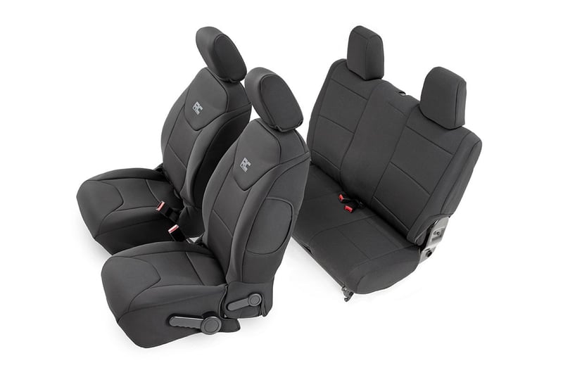 Seat Covers Front and Rear 2 Door Jeep Wrangler JK 4WD 2013 2018 Rough Country