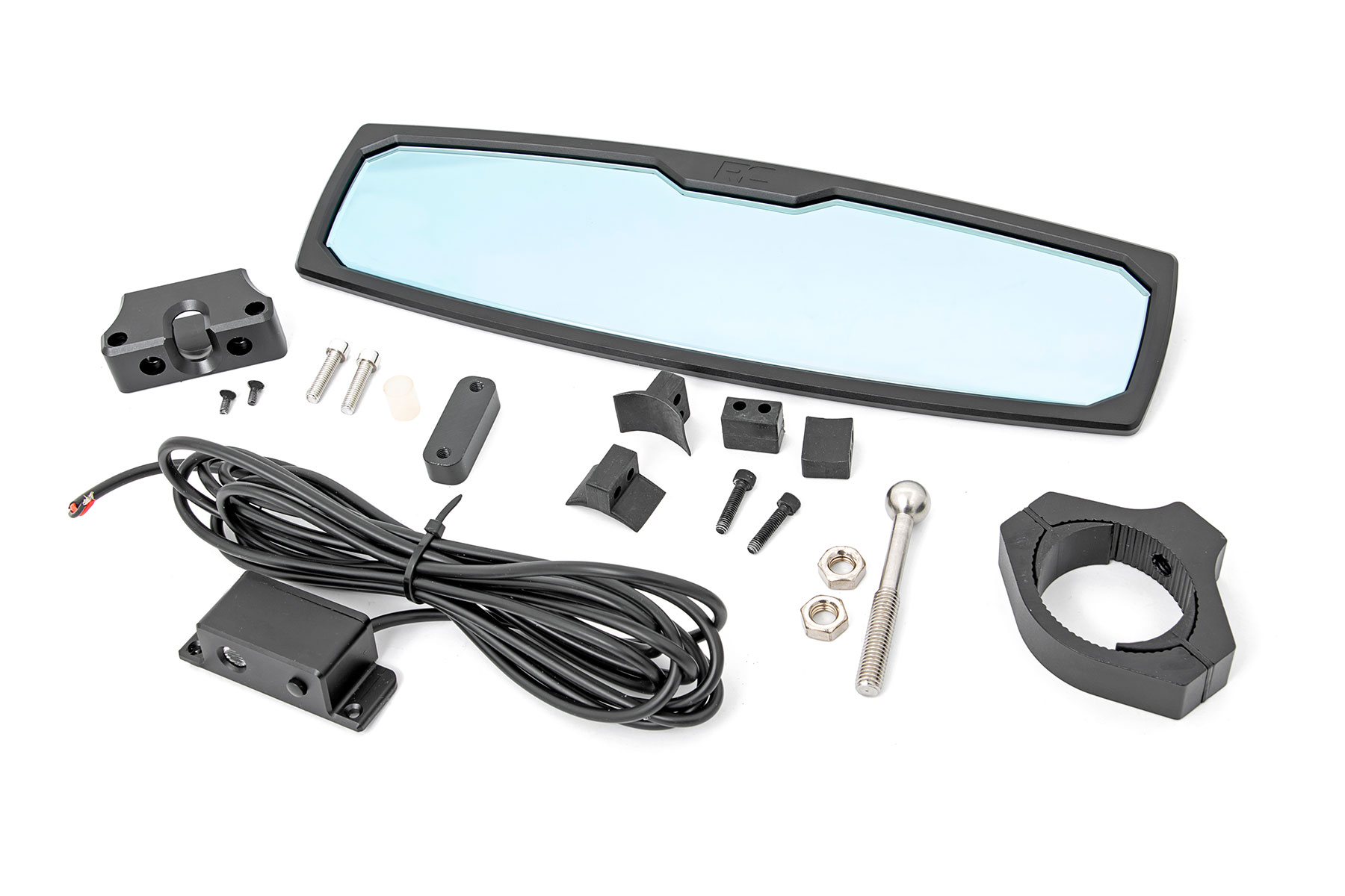 UTV Aluminum Rear View Mirror | Dome Light| 12" | 1.75-2" Mount