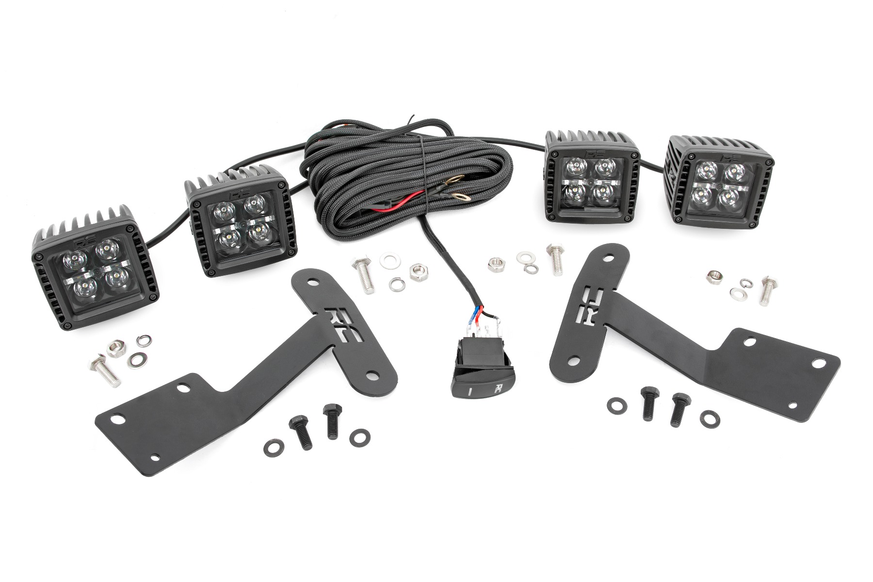 LED Light Kit | Ditch Mount | Dual 2" Black Pairs | White DRL | Toyota Tundra (14-21)