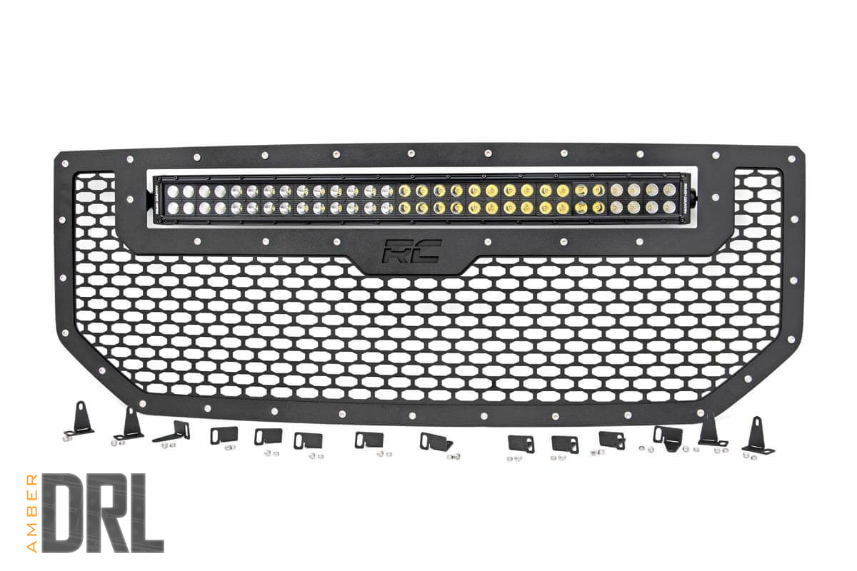 Mesh Grille | 30" Dual Row LED | Black | Amber DRL | GMC Sierra 1500 (16-18)