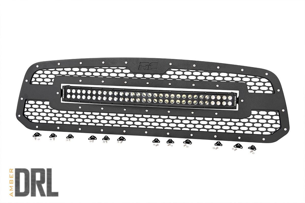 Mesh Grille | 30" Dual Row LED | Black | Amber DRL | Ram 1500 (13-18 & Classic)