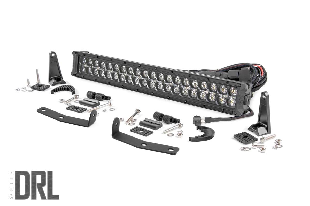 LED Light Kit | Bumper Mount | 20" Black Dual Row | White DRL | Nissan Titan XD (16-23)