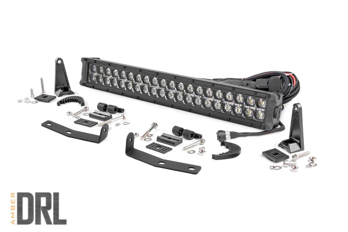 LED Light Kit | Bumper Mount | 20" Black Dual Row | Amber DRL | Nissan Titan XD (16-23)