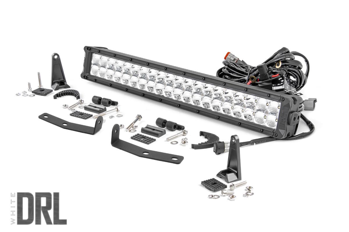 LED Light Kit | Bumper Mount | 20" Chrome Dual Row | White DRL | Nissan Titan XD (16-23)