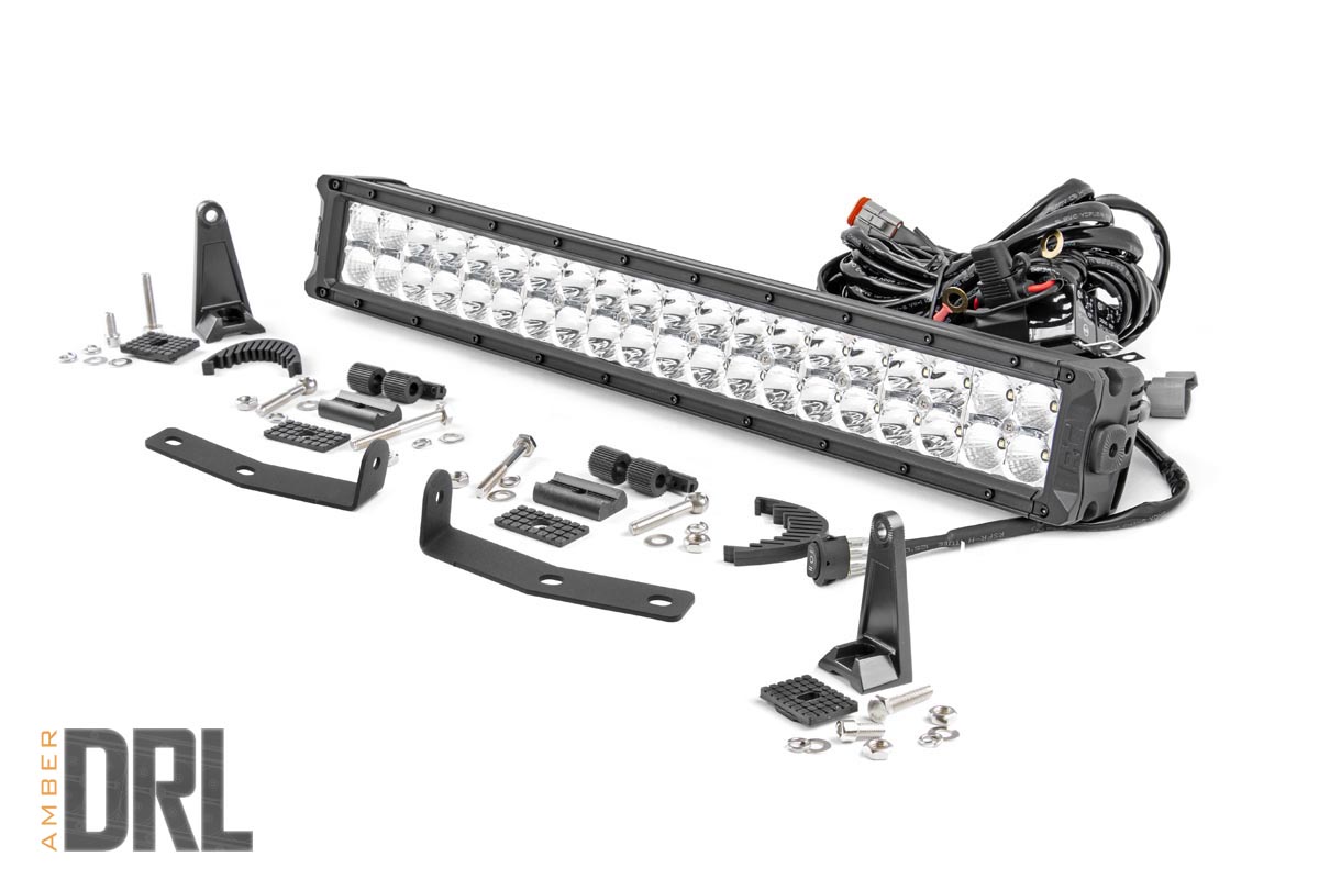LED Light Kit | Bumper Mount | 20" Chrome Dual Row | Amber DRL | Nissan Titan XD (16-23)