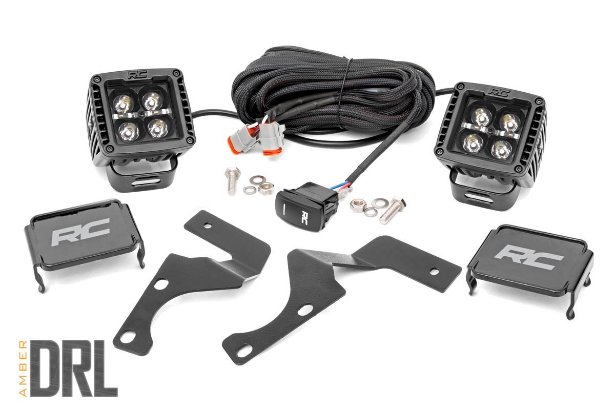 LED Light Kit | Ditch Mount | 2" Black Pair | Amber DRL | Toyota 4Runner (10-24)