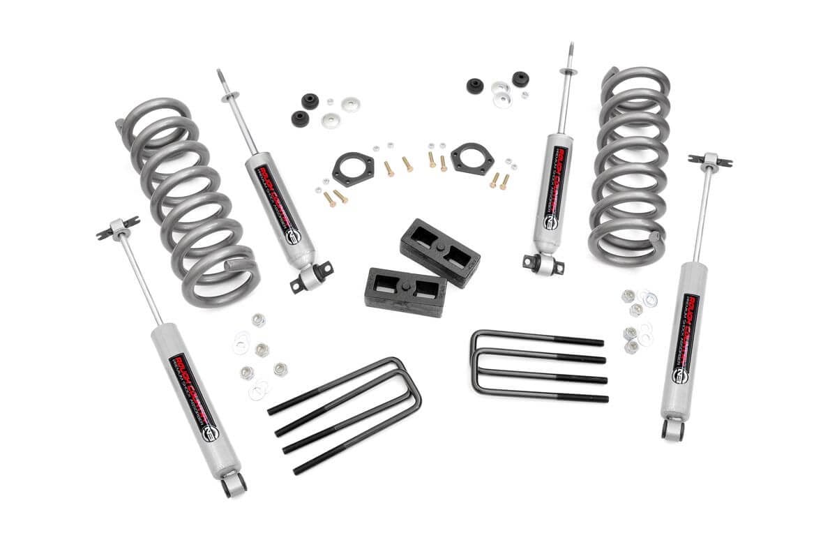 High-Quality Lift. Looking for a way to give your Chevy truck a little extra clearance? Rough Country's 2-Inch Lift Kit is just what you need. This easy-to-install kit provides increased ground clearance, preserving factory ride quality. It features front-lifted coil springs and ball joint spacers, along with 1.5" lift blocks for the rear. Plus, it comes with premium application valved N3 series shock absorbers for the ultimate in off-road performance. And because it's built from heavy-duty composite material, it can withstand even the most extreme conditions. So don't wait any longer; give your truck the lift it deserves with Rough Country's 2-Inch Lift Kit.