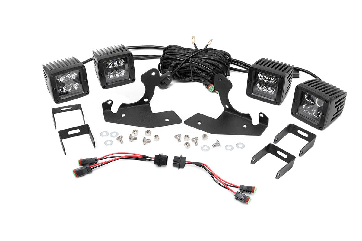 LED Light Kit | Fog Mount | Dual 2" Black Pairs | Chevy Silverado 1500 / 2500HD / 3500HD 2WD / 4WD