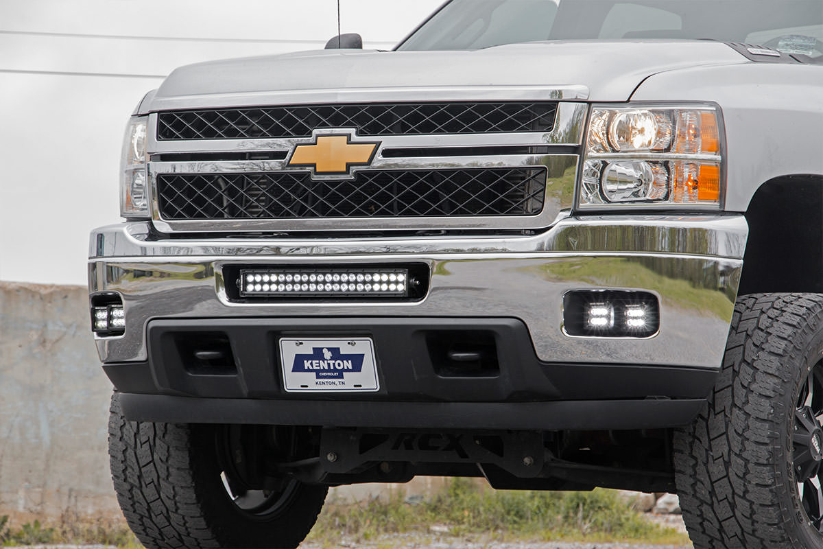 LED Light Kit | Fog Mount | Dual 2" Black Pair | Chevy Silverado 2500 HD / 3500 HD (11-14)