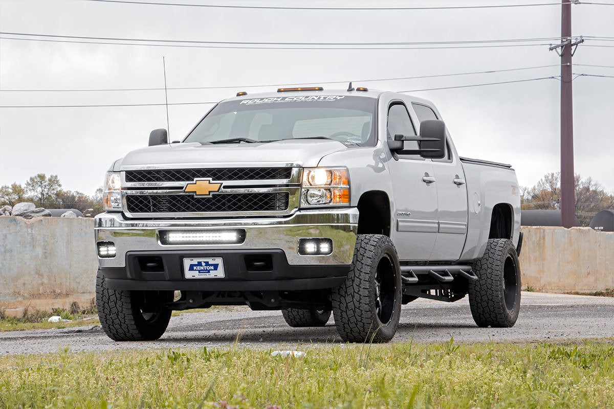 LED Light Kit | Fog Mount | Dual 2" Black Pair | Chevy Silverado 2500 HD / 3500 HD (11-14)