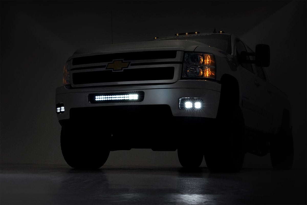 LED Light Kit | Fog Mount | Dual 2" Black Pair | Chevy Silverado 2500 HD / 3500 HD (11-14)