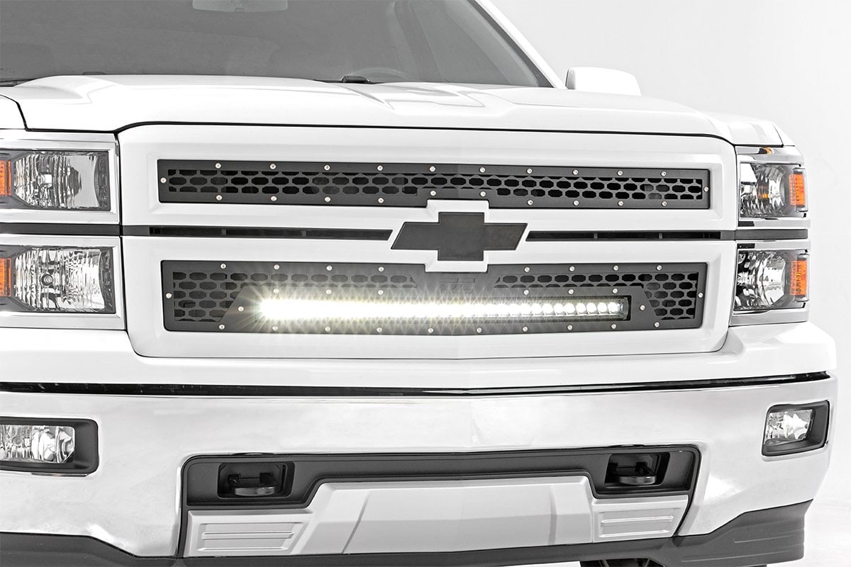 Mesh Grille | 30" Single Row LED | Black | Chevy Silverado 1500 (14-15)