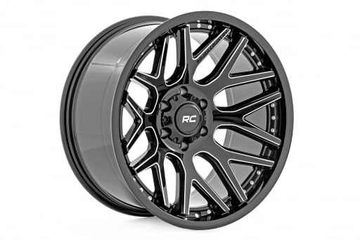 Rough Country 95 Series Wheel | One-Piece | Gloss Black Machined | 20x10 | 8x180 | -19mm