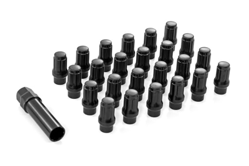 M12 x 1.5 Lug Nut Set of 24 | Black | Closed End | Extended Thread