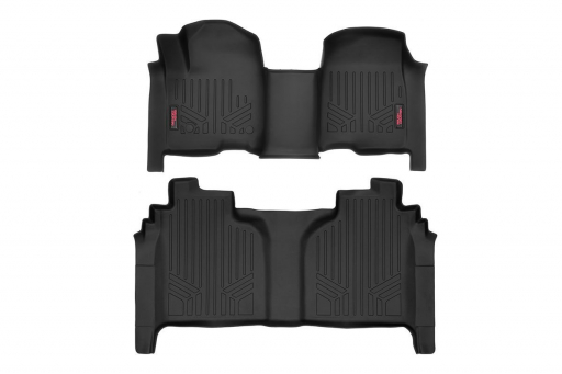 Heavy Duty Fitted Floor Mat Set (Front/Rear) for 2019 Chevrolet Silverado / GMC Sierra 1500 Pickup (Crew Cab | Bench Seats) [M-21613]