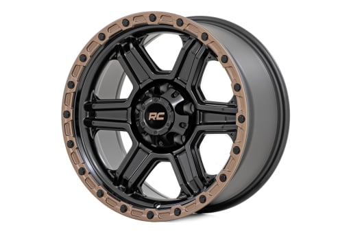 Rough Country 79 Series Wheel | One-Piece | Semi Gloss Black w/Bronze Ring | 15x8 | 5x5.5 | -19mm