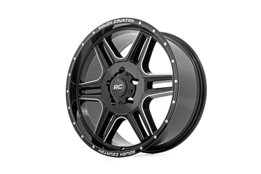 Rough Country 92 Series Wheel | Machined One-Piece | Gloss Black | 18x9 | 5x5 | +0mm