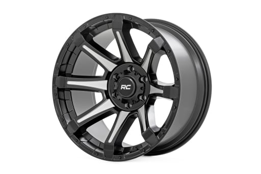 Rough Country 81 Series Wheel | One-Piece | Semi Gloss Black w/machined spokes | 20x10 | 6x5.5 | -19