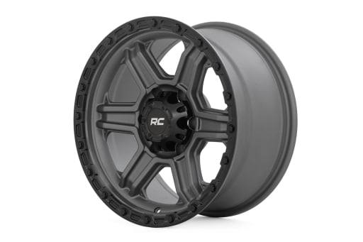 Rough Country 79 Series Wheel | One-Piece | Gunmetal Gray w/Black Ring | 17x8.5 | 6x5.5 | 0mm