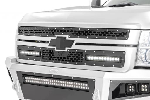 Mesh Replacement Grille with Dual 12in Single-Row Black Series LEDs for 11-14 Chevrolet Silverado 2500HD & 3500HD Pickups [70155]