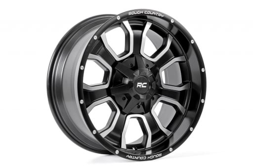 Rough Country 93 Series Wheel | One-Piece | Machined Black | 20x9 | 5x5/5x4.5 | -12mm