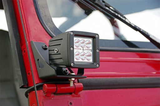 Lower Windshield Light Mounts for Jeep YJ Installed