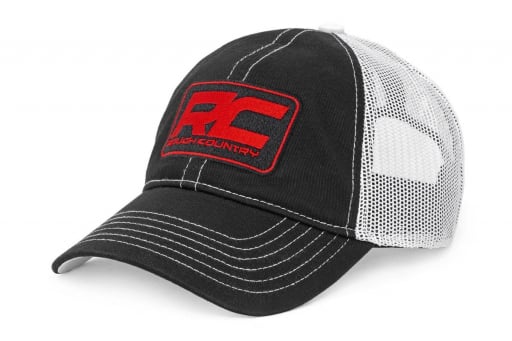 Rough Country Hat | White Mesh | Rough Country Patch | Black/Red
