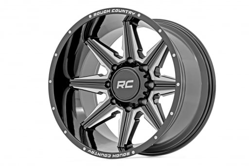 Rough Country 91M Series Wheel | One-Piece | Gloss Black | 20x12 | 6-5.5 | -44mm