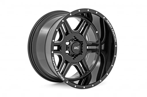 Rough Country 92 Series Wheel | Machined One-Piece | Gloss Black | 18x9 | 5x4.5 | +0mm