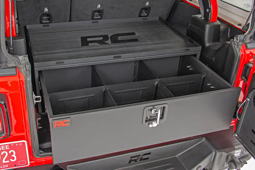 Storage Box | Metal | Slide Out Lockable Drawer | Jeep Wrangler JL/Wrangler Unlimited (18-23)