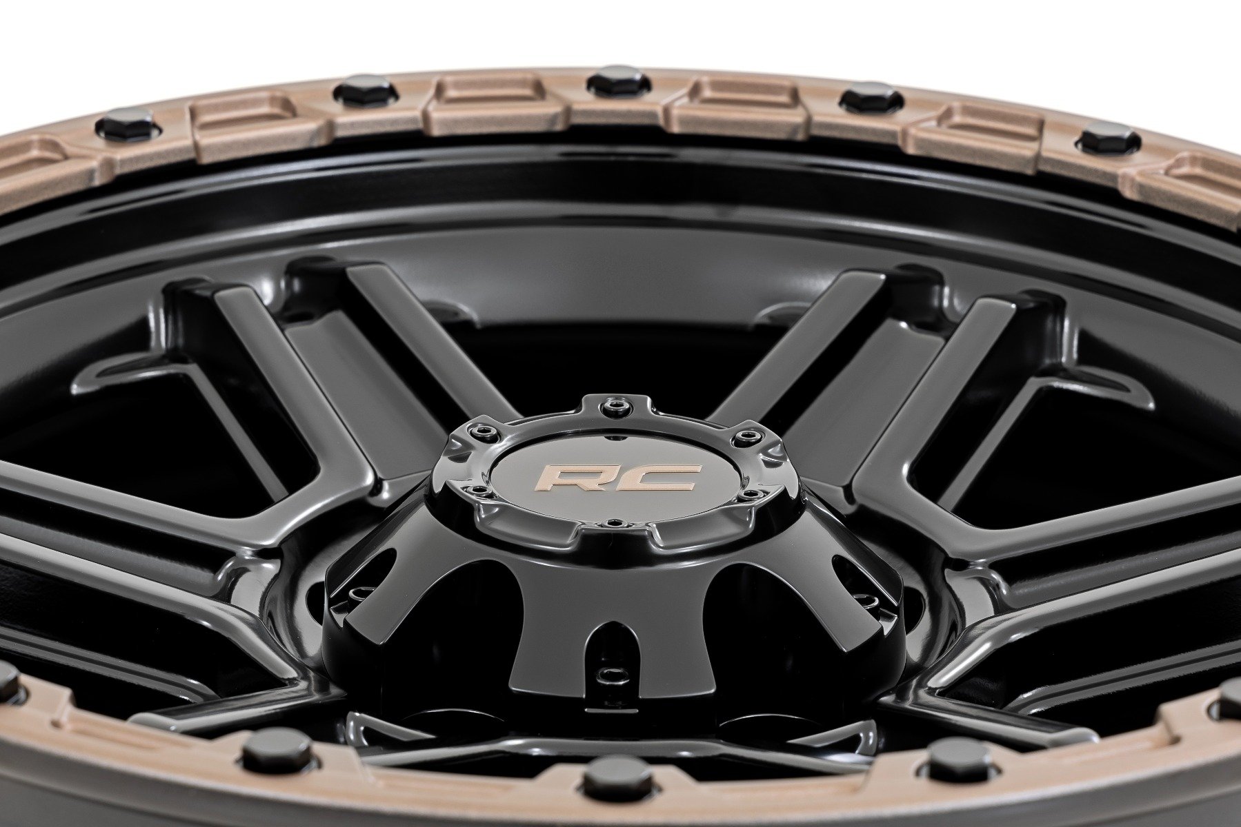 Rough Country 79 Series Wheel | One-Piece | Semi Gloss Black w/Bronze Ring  | 15x8 | 5x4.5 | -19mm