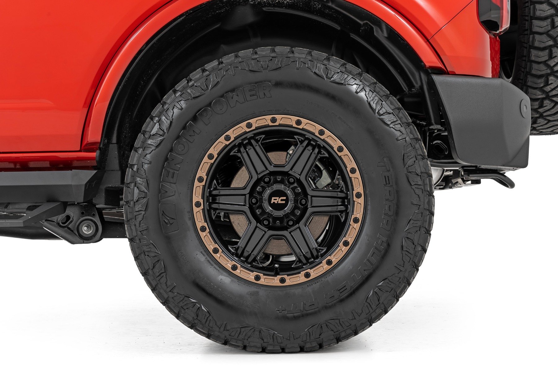 Rough Country 79 Series Wheel | One-Piece | Semi Gloss Black w/Bronze Ring  | 15x8 | 5x4.5 | -19mm