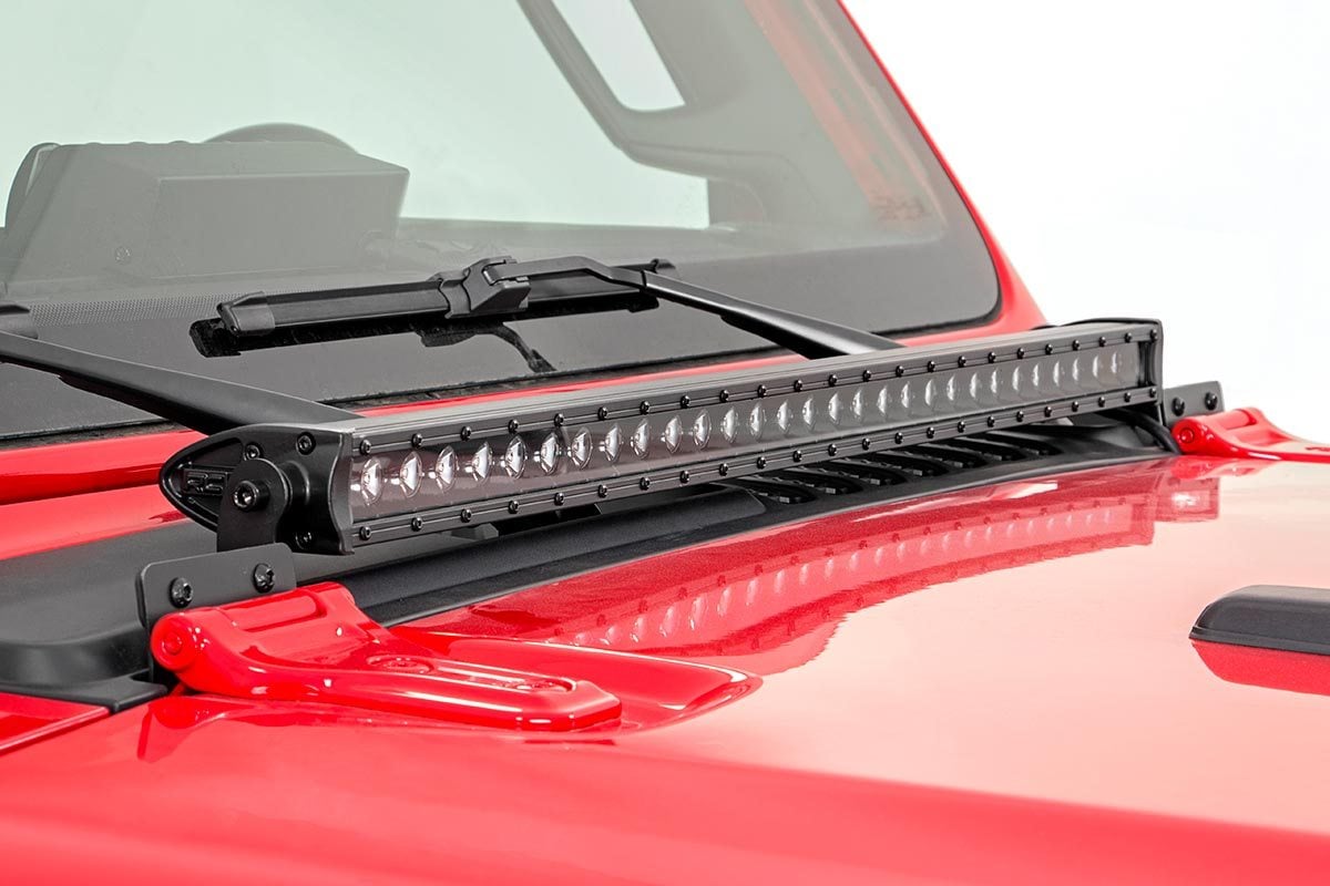 Jeep 30-inch LED Hood Kit (18-23 Wrangler JL) | Rough Country