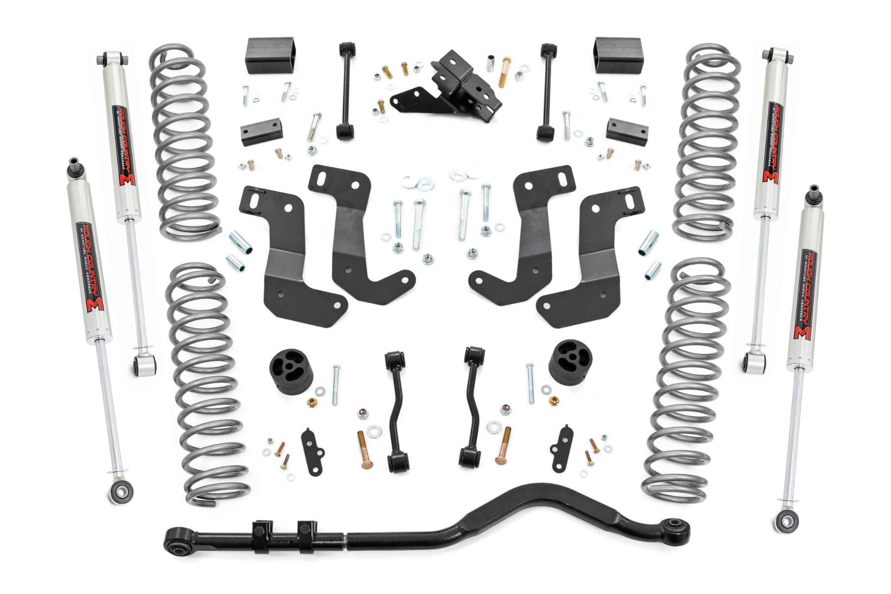 Rough Country 3.5 inch Jeep Suspension Lift Kit Control Arm Drop & V2 Shocks 18-20 Wrangler JL - 66870