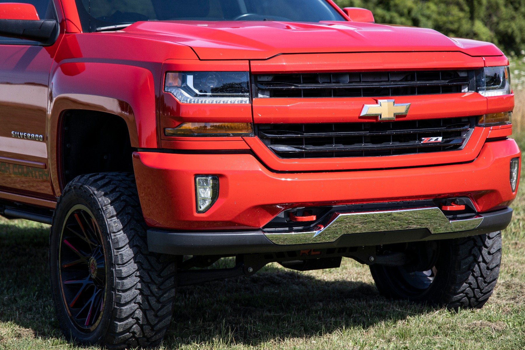 Tow Hooks, Forged, Red, Chevy Silverado 1500 2WD/4WD (2019-2023), #RCSRS132