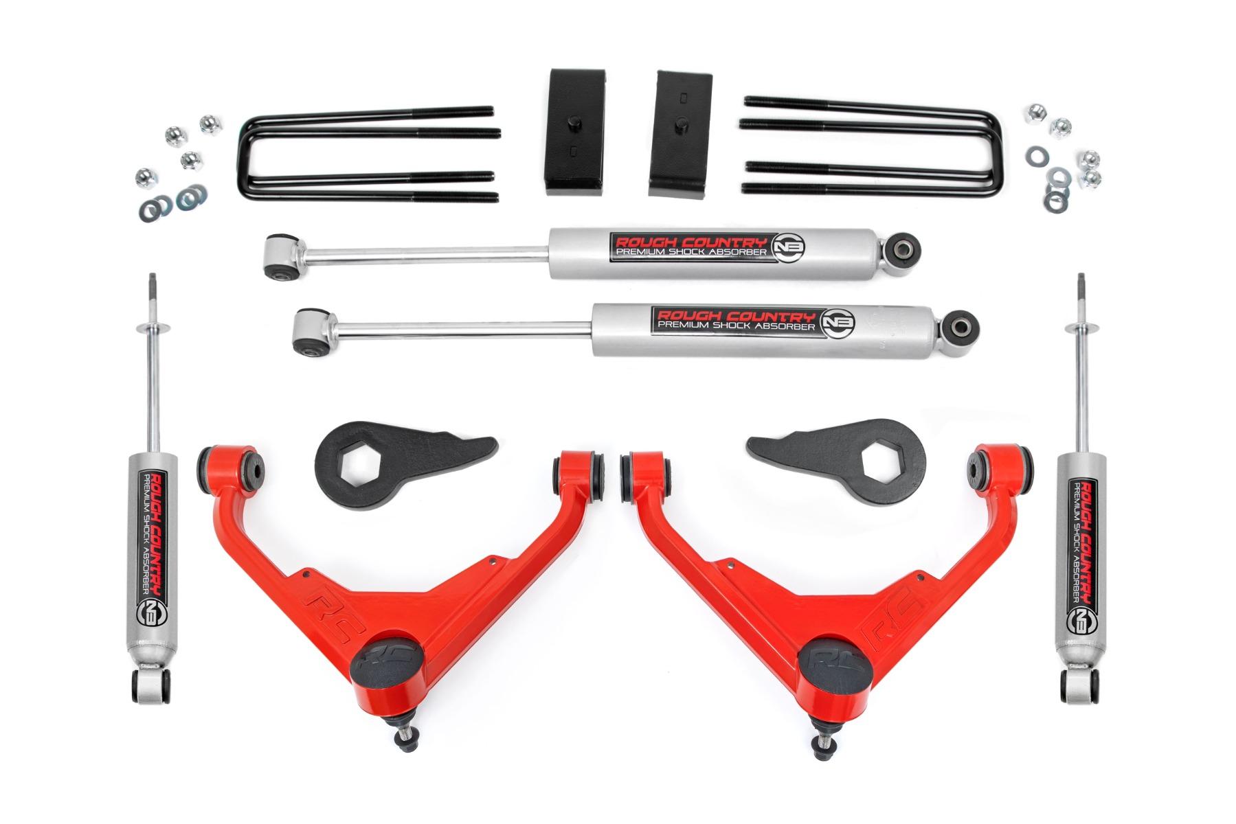 Rough Country (85940RED) 3 inch Lift Kit | ft Code | M1 | Chevy/GMC 2500HD (01-10)
