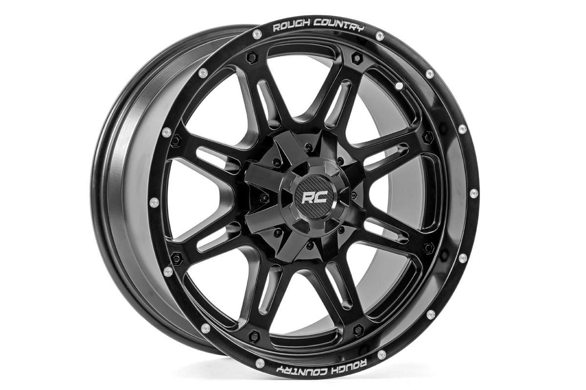 Rough Country 82 Series One-Piece 14x7 | 4x137 | +10mm Offset-82140733 Gloss Black Wheel With Aluminum (14 X 7. Inches /4 X 137 Mm, 10 Mm Offset) : Rough Country