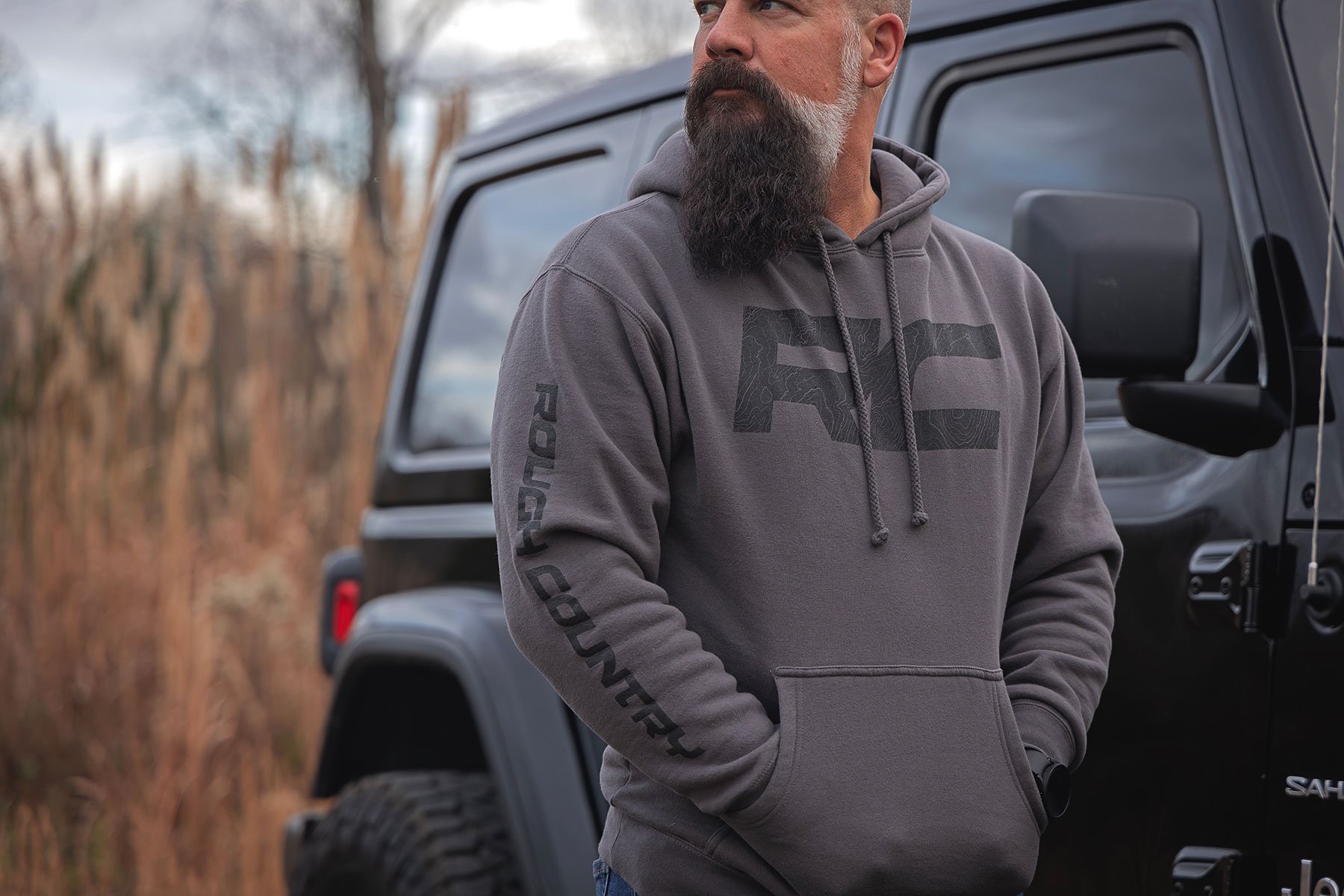 Rough Country Hoodie | RC Topographical Sleeve | Charcoal | Rough