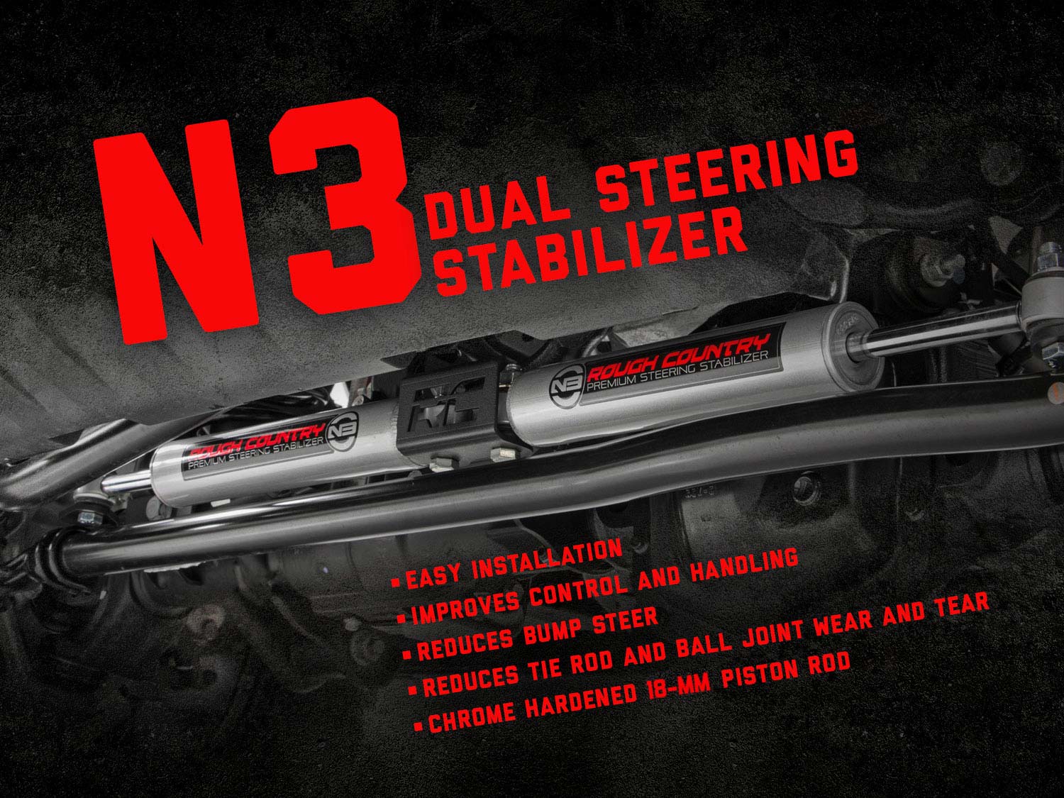 N3 Steering Stabilizer | Dual | 2-8 Inch Lift | Ram 2500 4WD (10-13)