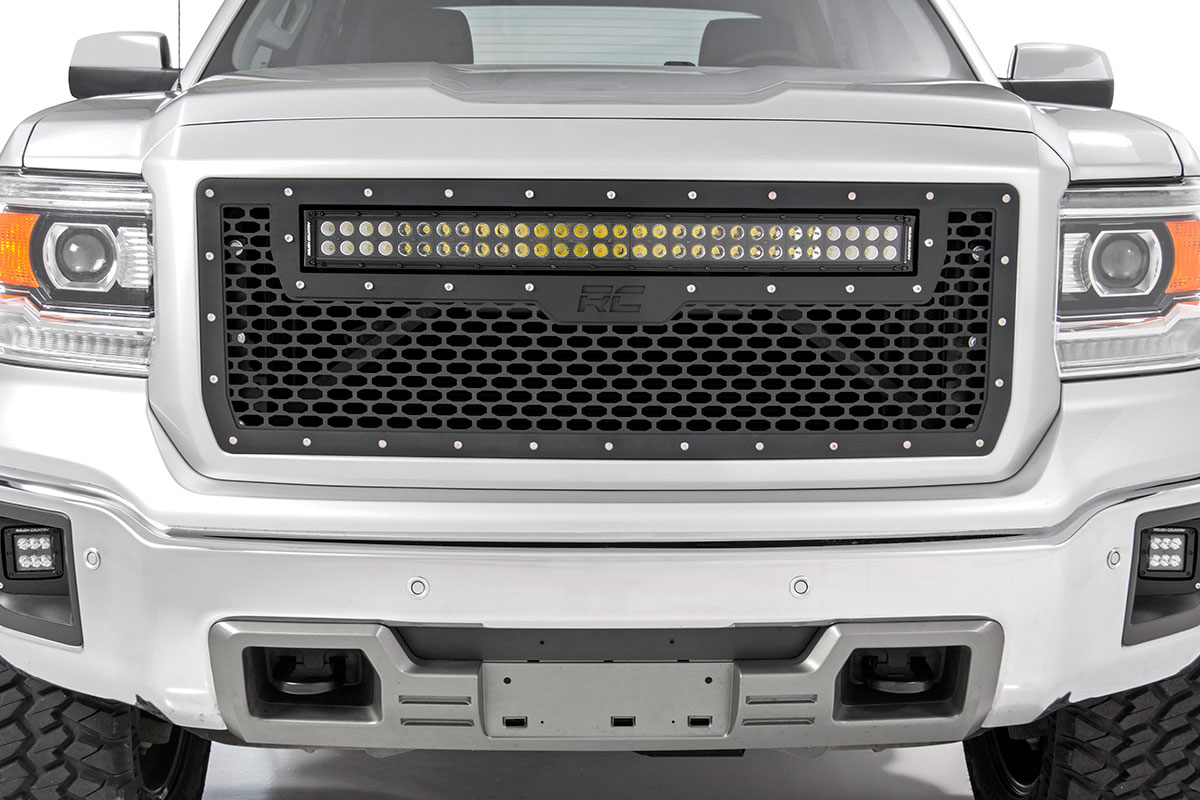 Mesh Grille | 30" Dual Row LED | Black | GMC Sierra 1500 2WD / 4WD (2014-2015)