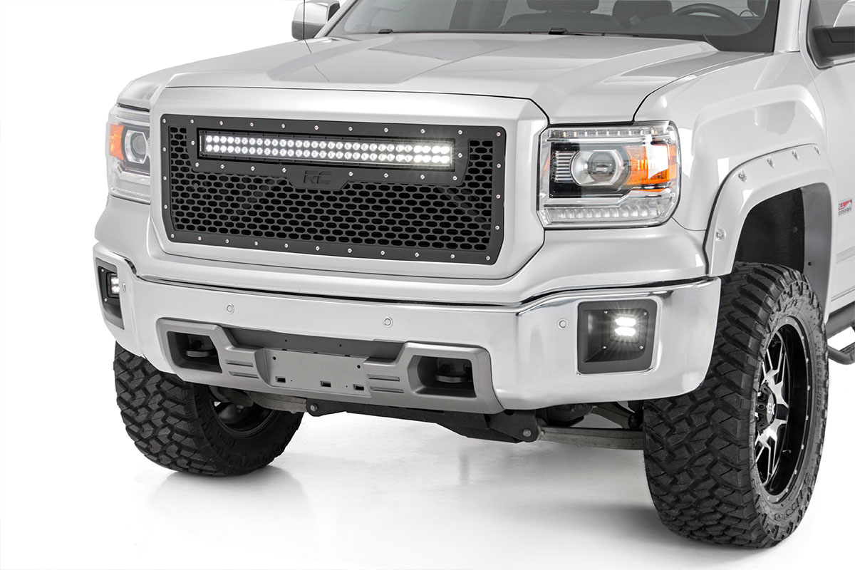 Inserto de rejilla LED de malla Rough Country para GMC Sierra 1500 2014-2015 - 70190 - Imagen 3 de 9