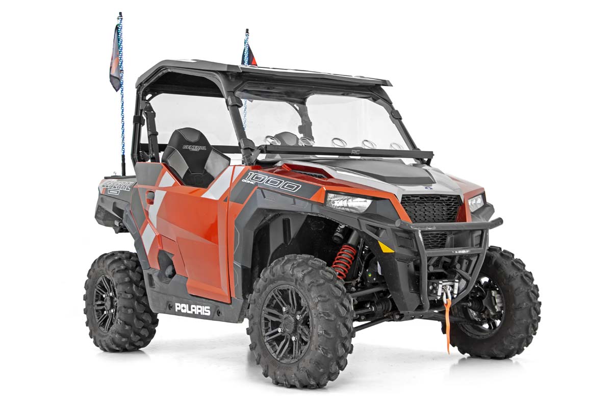 Whip Mount | Bed | 4' Multl-Color LED Whip Pair | Polaris General / Ranger 1000 / Ranger XP 900 / 1000