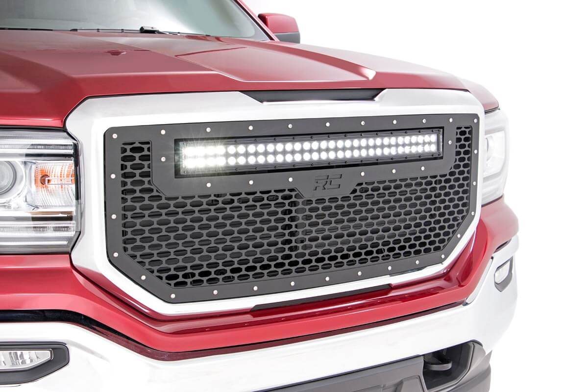 Mesh Grille | 30" Dual Row LED | Black | Amber DRL | GMC Sierra 1500 (16-18)