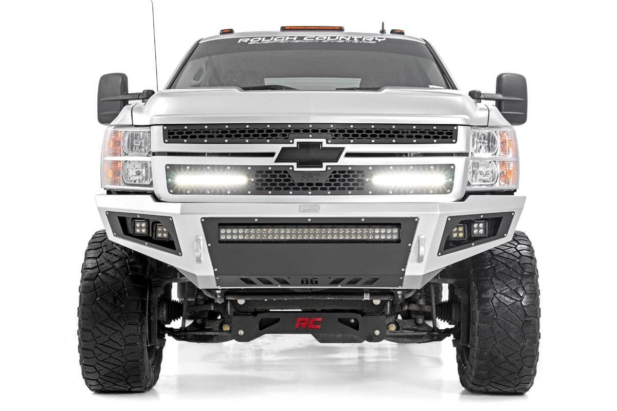 Mesh Grille | 12" Single Row LED Pair | Black | Chevy Silverado 2500 HD / 3500 HD (11-14)