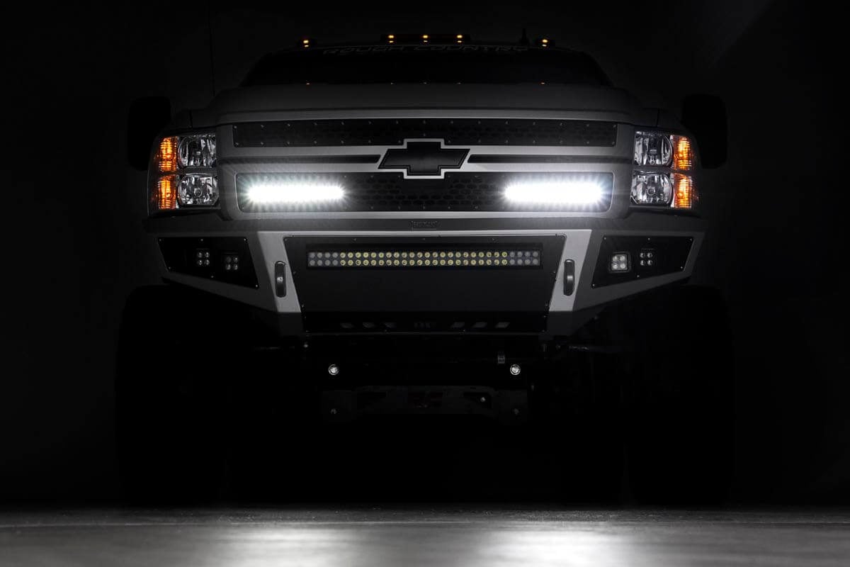 Mesh Grille | 12" Single Row LED Pair | Black | Chevy Silverado 2500 HD / 3500 HD (11-14)