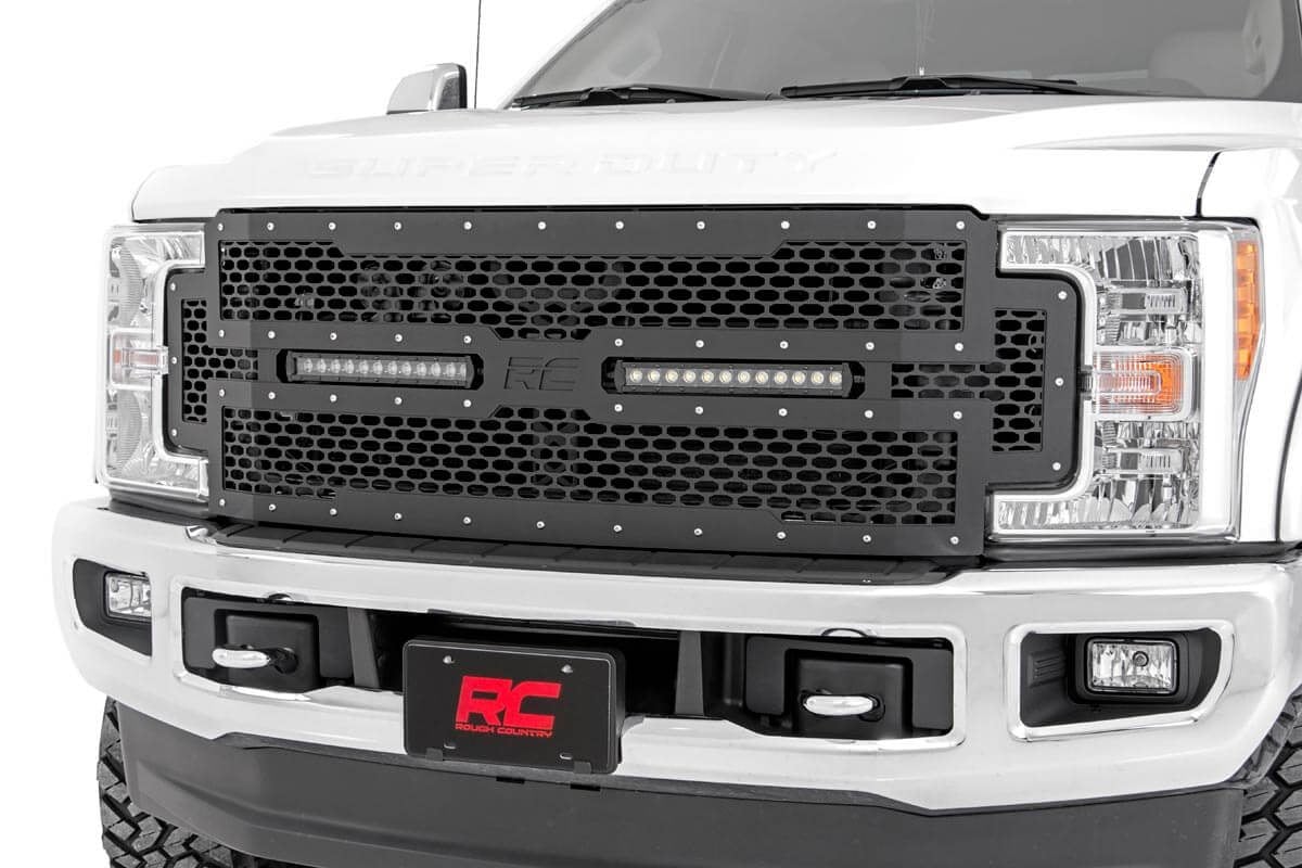 Mesh Grille | 12" Dual Row LED | Black | Ford F-250 / F-350 Super Duty (17-19)