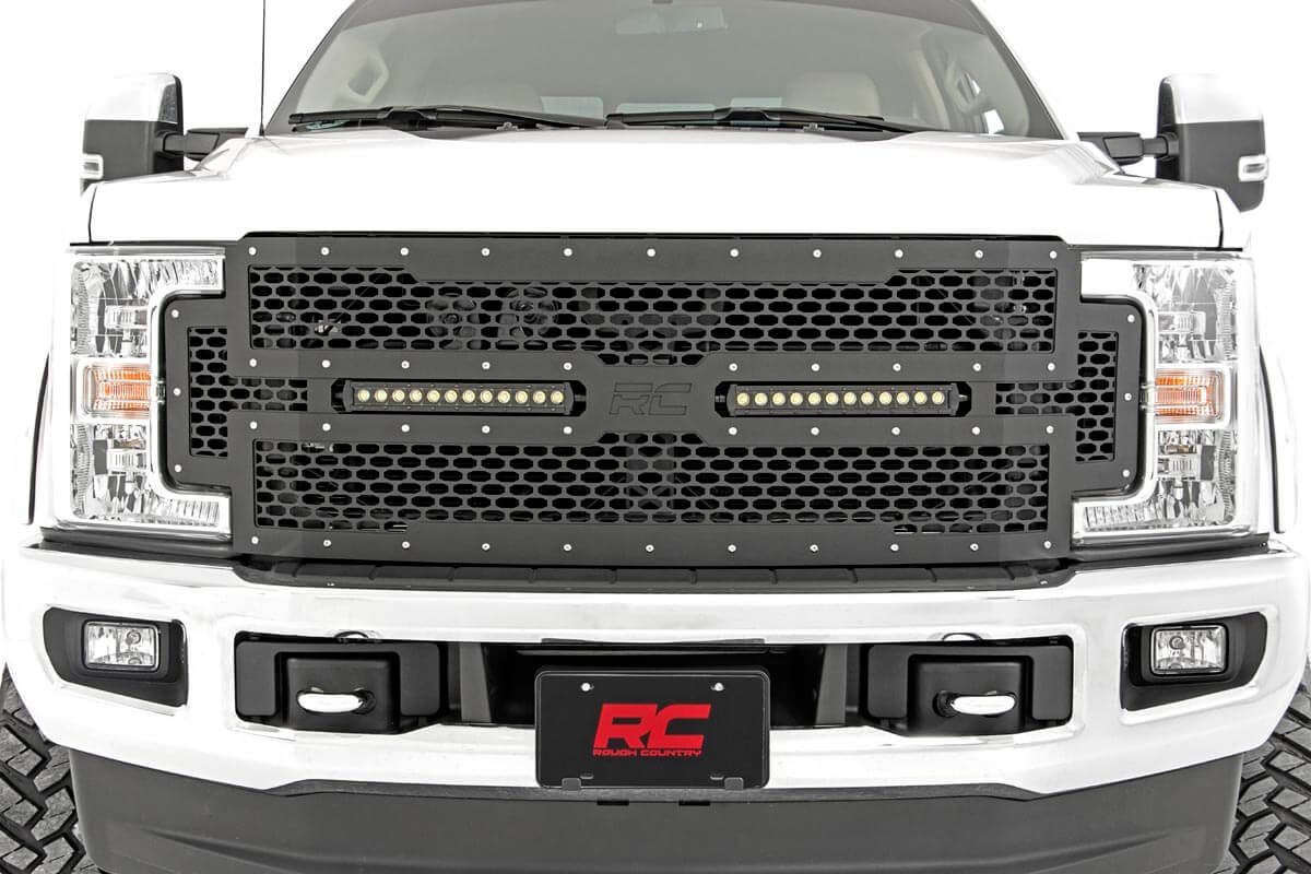 Mesh Grille | 12" Dual Row LED | Black | Ford F-250 / F-350 Super Duty (17-19)